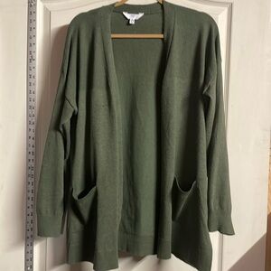 Women’s time and tru lightweight, XL green cardigan tunic sweater